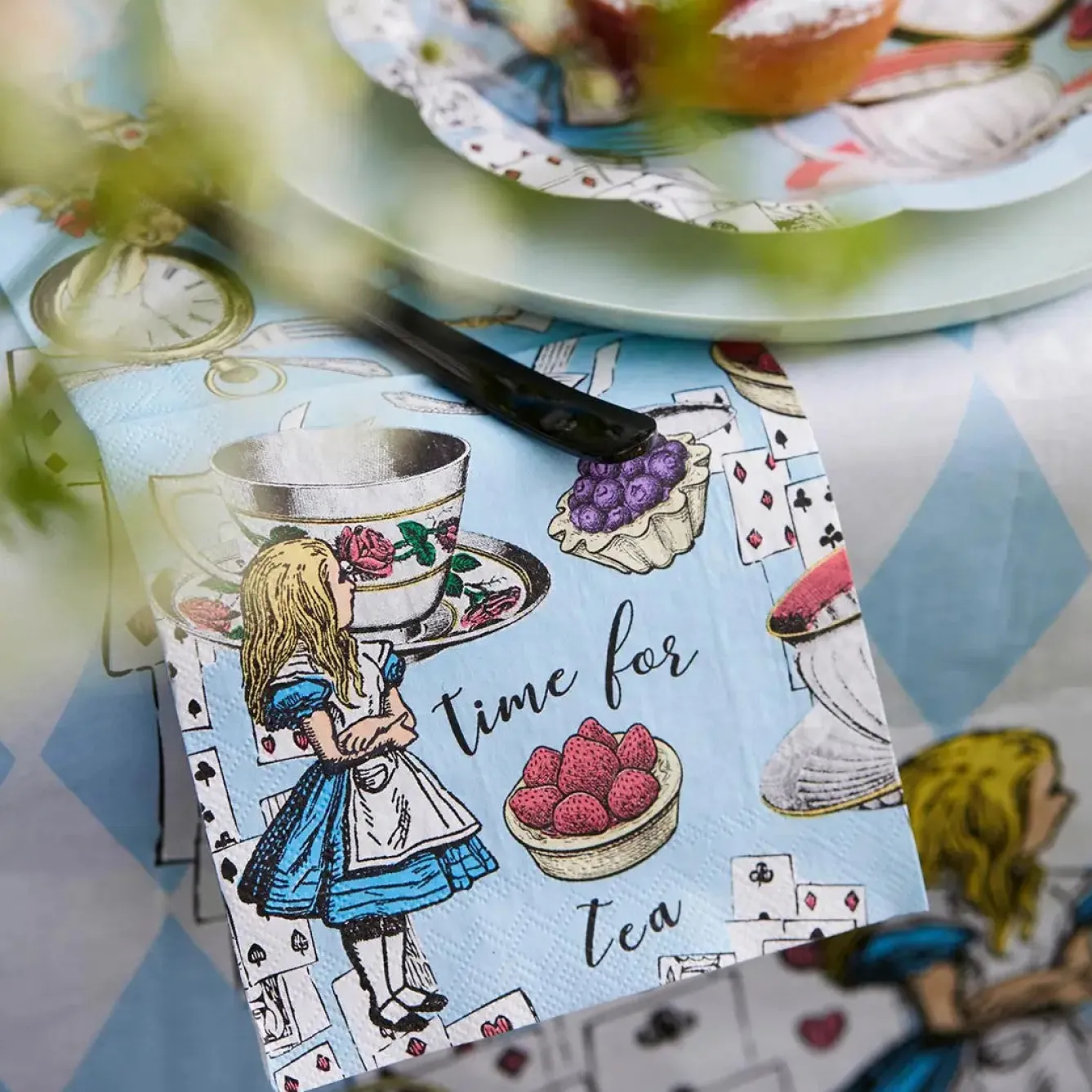 Talking Tables Alice in Wonderland Blue Cocktail Napkins - 20 pack- Picnic|Napkins