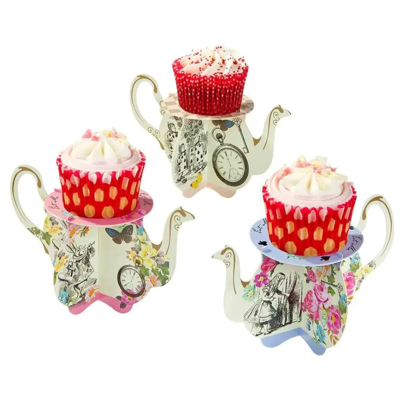 Talking Tables Alice in Wonderland Teapot Cake Stands - 6 pack- Picnic|Serving Plates & Boards
