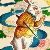 Madame Treacle Alice In Wonderland - White Rabbit Fandangle Greetings Card- Greeting Cards