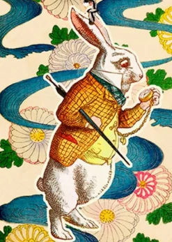 Madame Treacle Alice In Wonderland - White Rabbit Fandangle Greetings Card- Greeting Cards