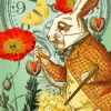 Madame Treacle Alice In Wonderland White Rabbit in the Poppy Garden Greetings Card- Greeting Cards