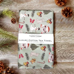 Toasted Crumpet All Things Jolly Sage Green Tea Towel- Christmas|Tea
