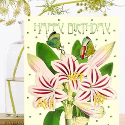 Madame Treacle Amaryllis Glitter Birthday Card- Greeting Cards