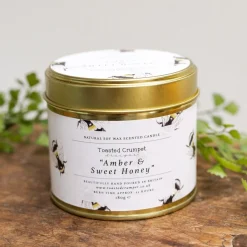 Toasted Crumpet Amber & Sweet Honey Candle in a Matt Gold Tin- Home Fragrance