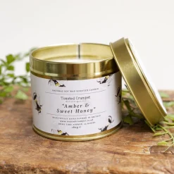 Toasted Crumpet Amber & Sweet Honey Candle in a Matt Gold Tin- Home Fragrance