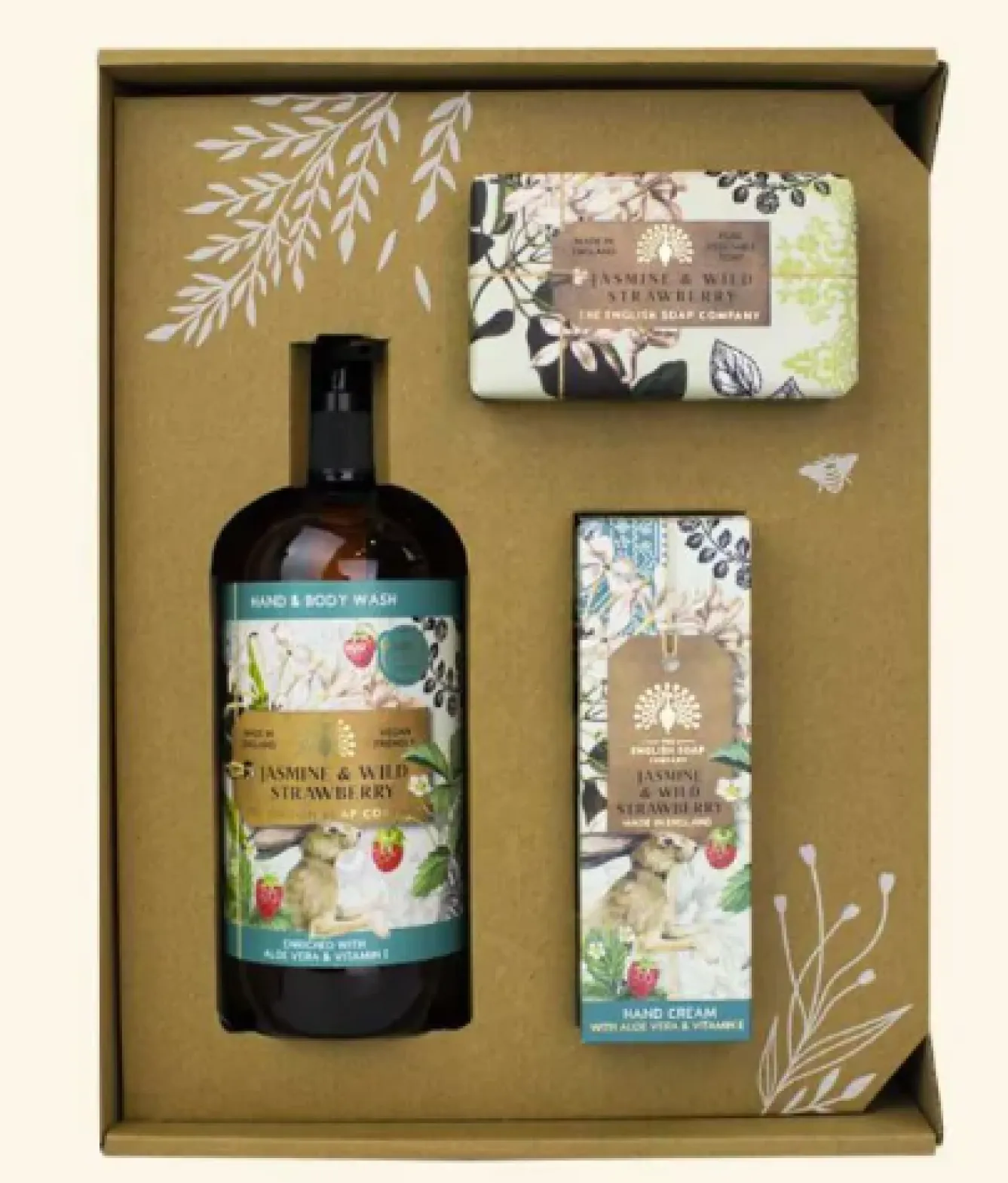 English Soap Company Anniversary Jasmine & Wild Strawberry Hand & Body Gift Set- Soaps & Lotions