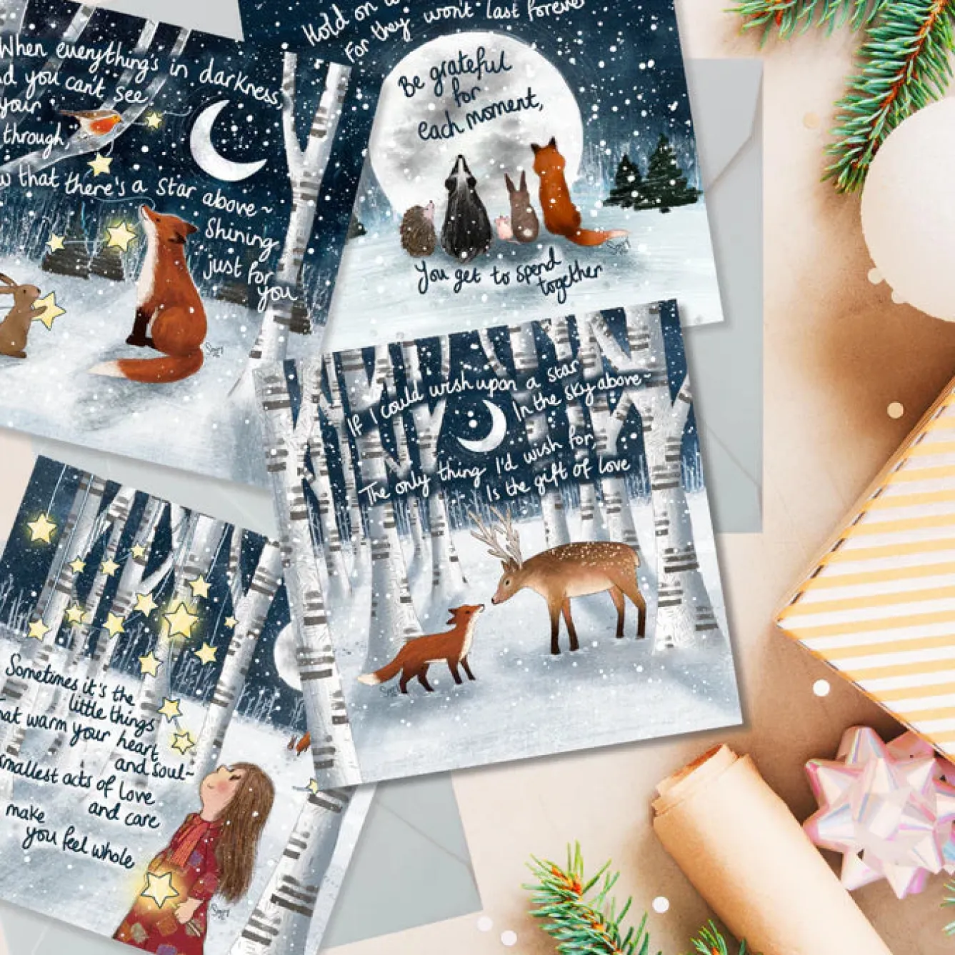 Fox Under The Moon 'A Star Above' Greeting Card- Christmas Cards
