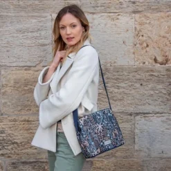 Earth Squared Bags Autumn Jacquard Blue Logan Bag- Bags