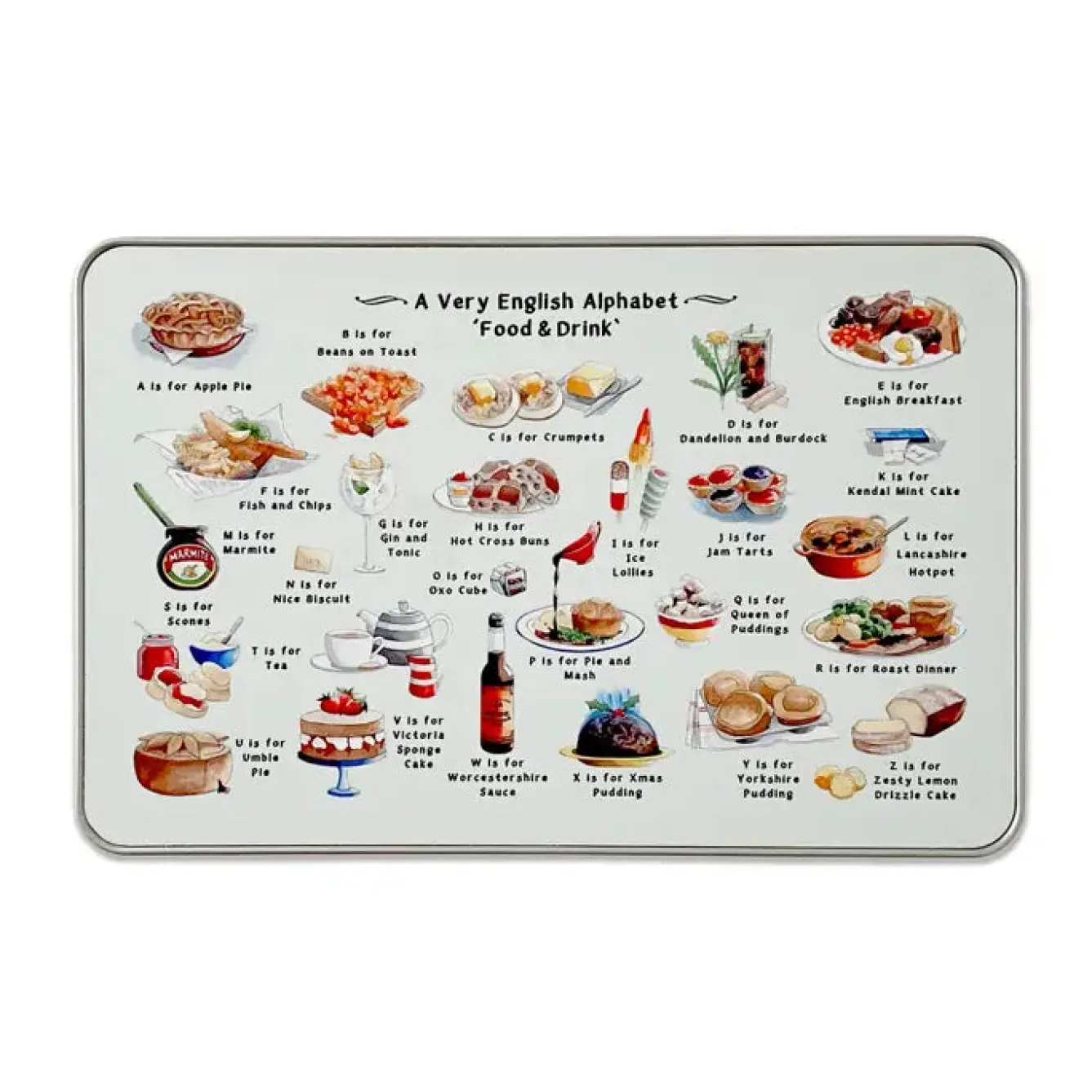 Yeti A Very English Alphabet 'Food and Drink' Storage Tin- Storage Caddies|Storage