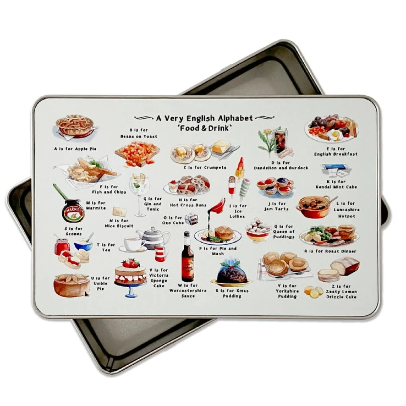 Yeti A Very English Alphabet 'Food and Drink' Storage Tin- Storage Caddies|Storage