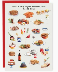Yeti A Very English Alphabet Food & Drink Greeting Card- Greeting Cards