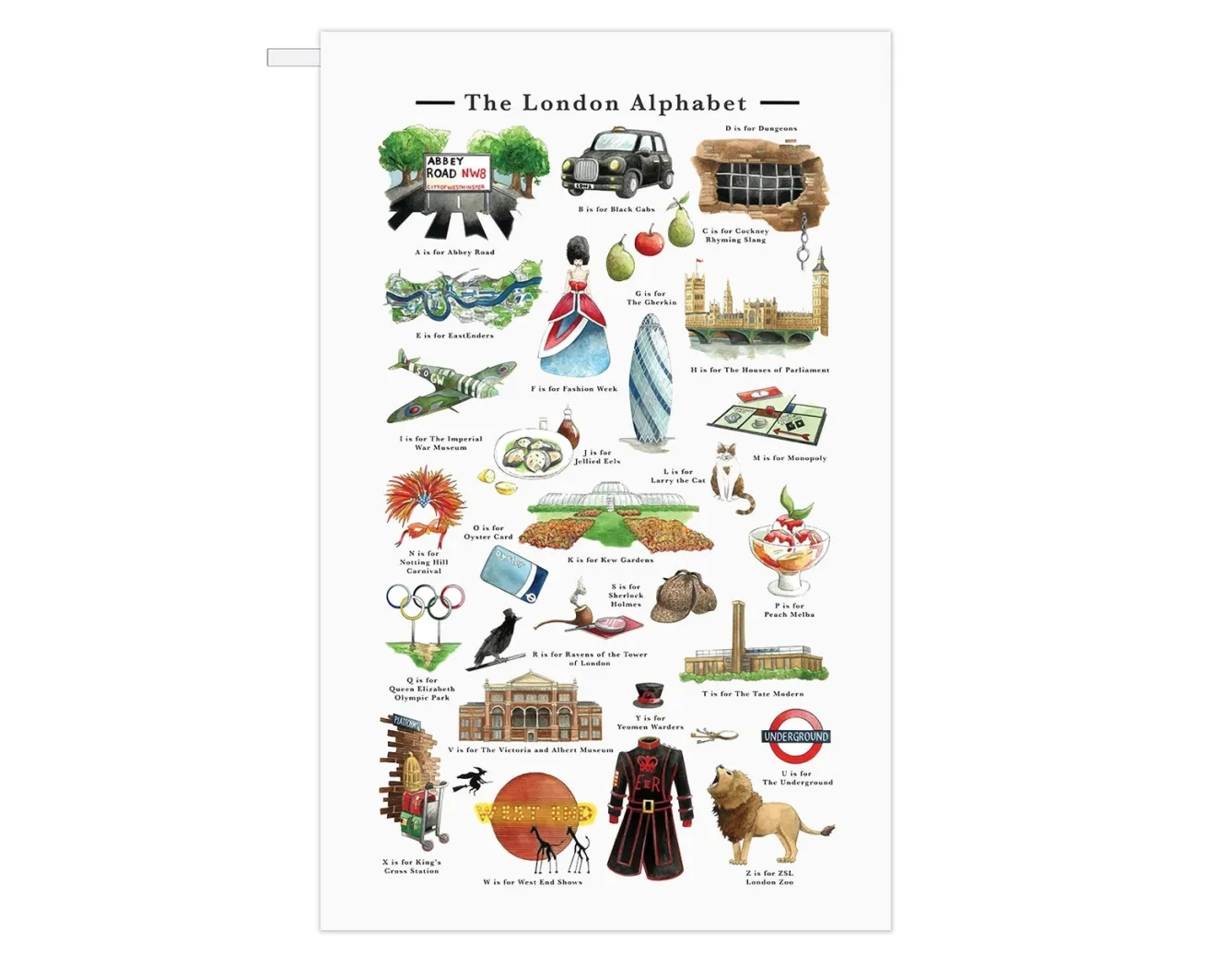 Yeti A Very London Alphabet Tea Towel- Tea|Tea Towels