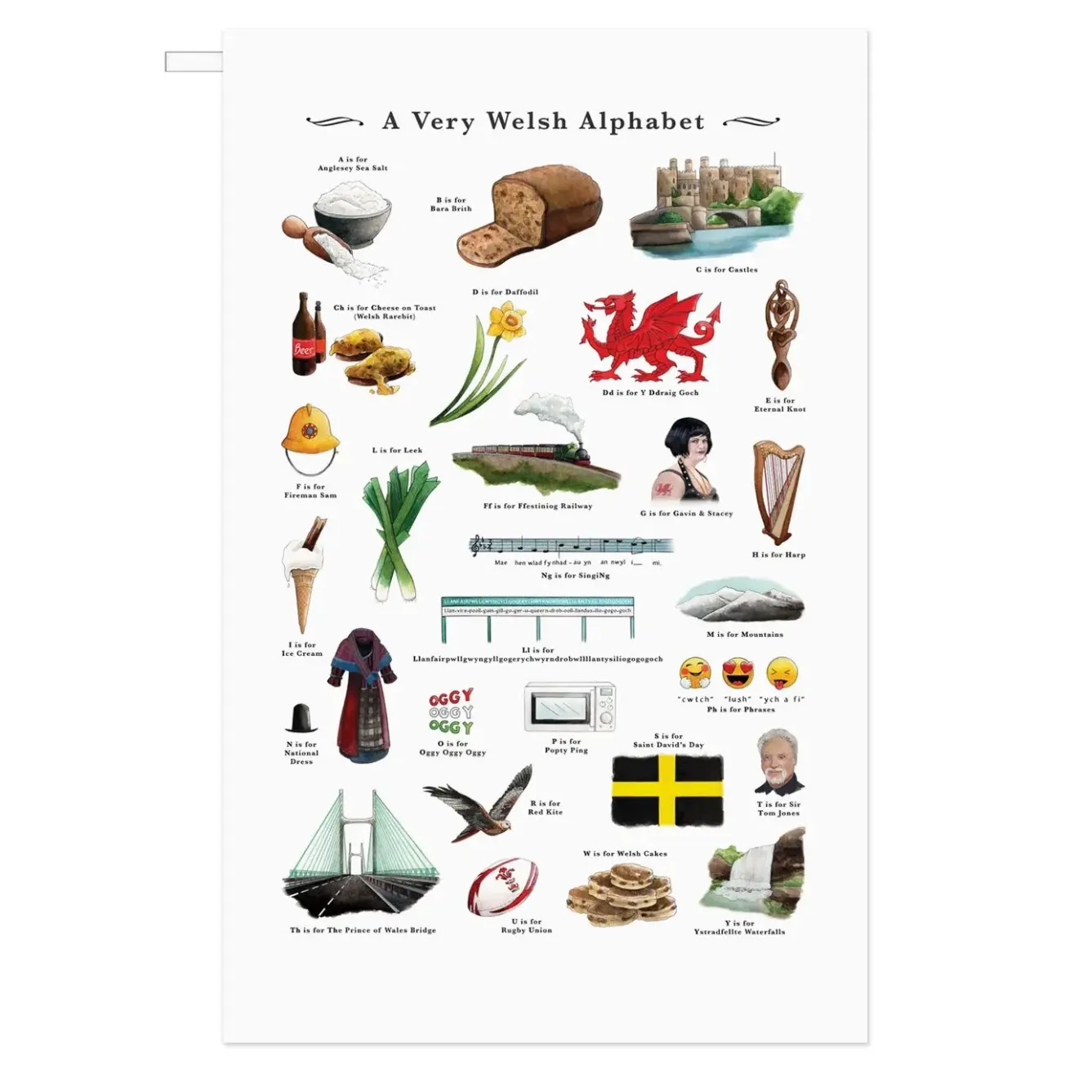 Yeti A Very Welsh Alphabet Tea Towel- Tea|Tea Towels