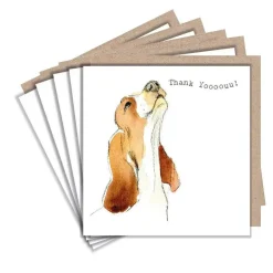 Paper Shed Design Bassett Hound "Thank Yooouu!" Set of 5 Thank You Notecards- Greeting Cards