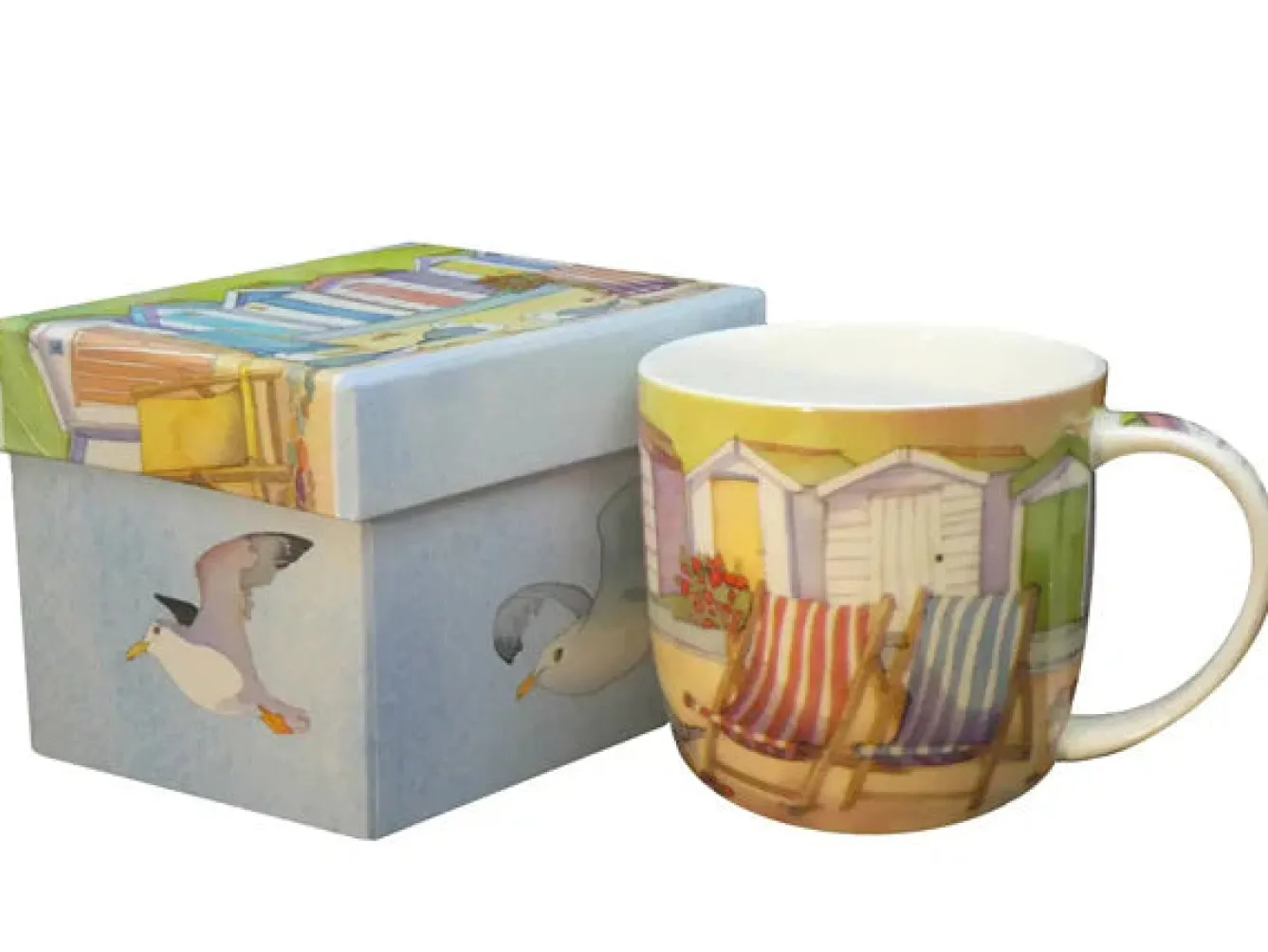 Emma Ball Beach Huts Bone China Mug (Boxed)- Tea|Seaside