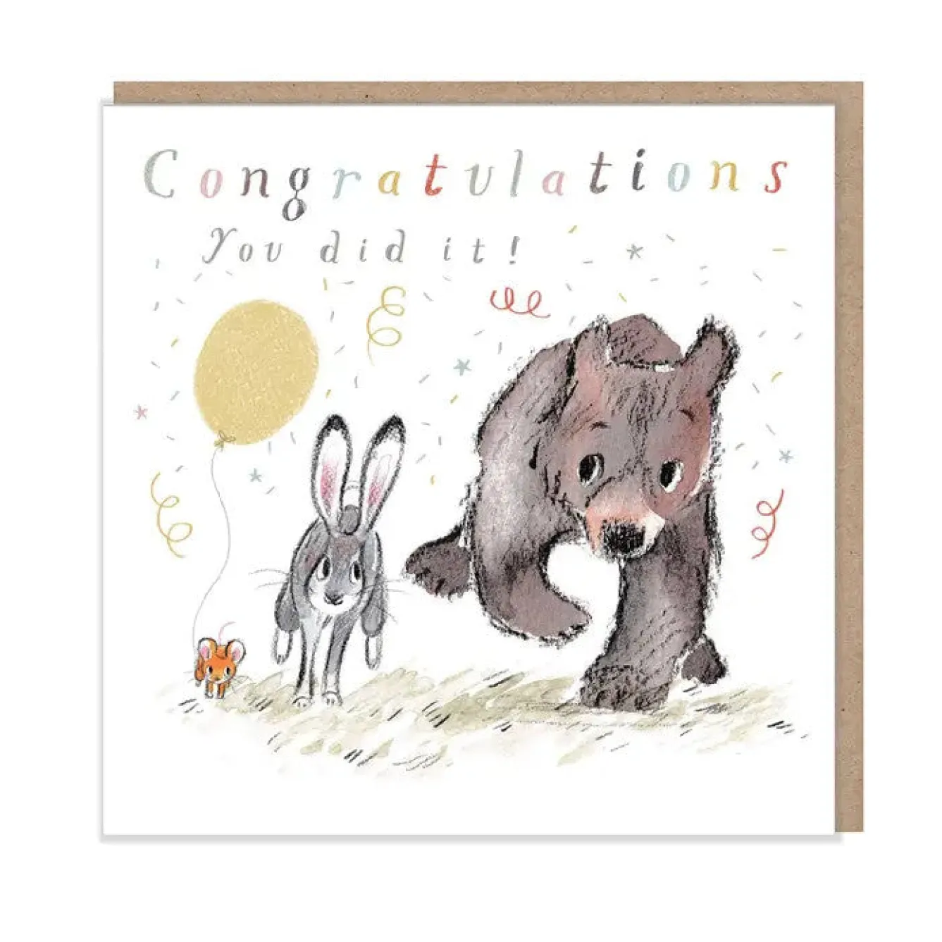 Paper Shed Design Bear and Hare "Congratulations You did it" Celebration Greetings Card- Greeting Cards
