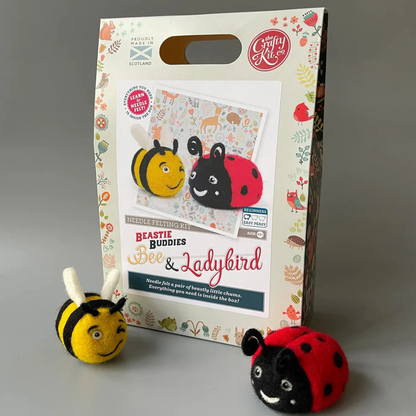 The Crafty Kit Co. Beastie Buddies Bee & Ladybird Needle Felting Craft Kit- Crafts|Children