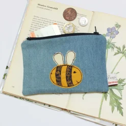 Poppy Treffry Bee Embroidered Flat CoinPurse- Storage|Bags
