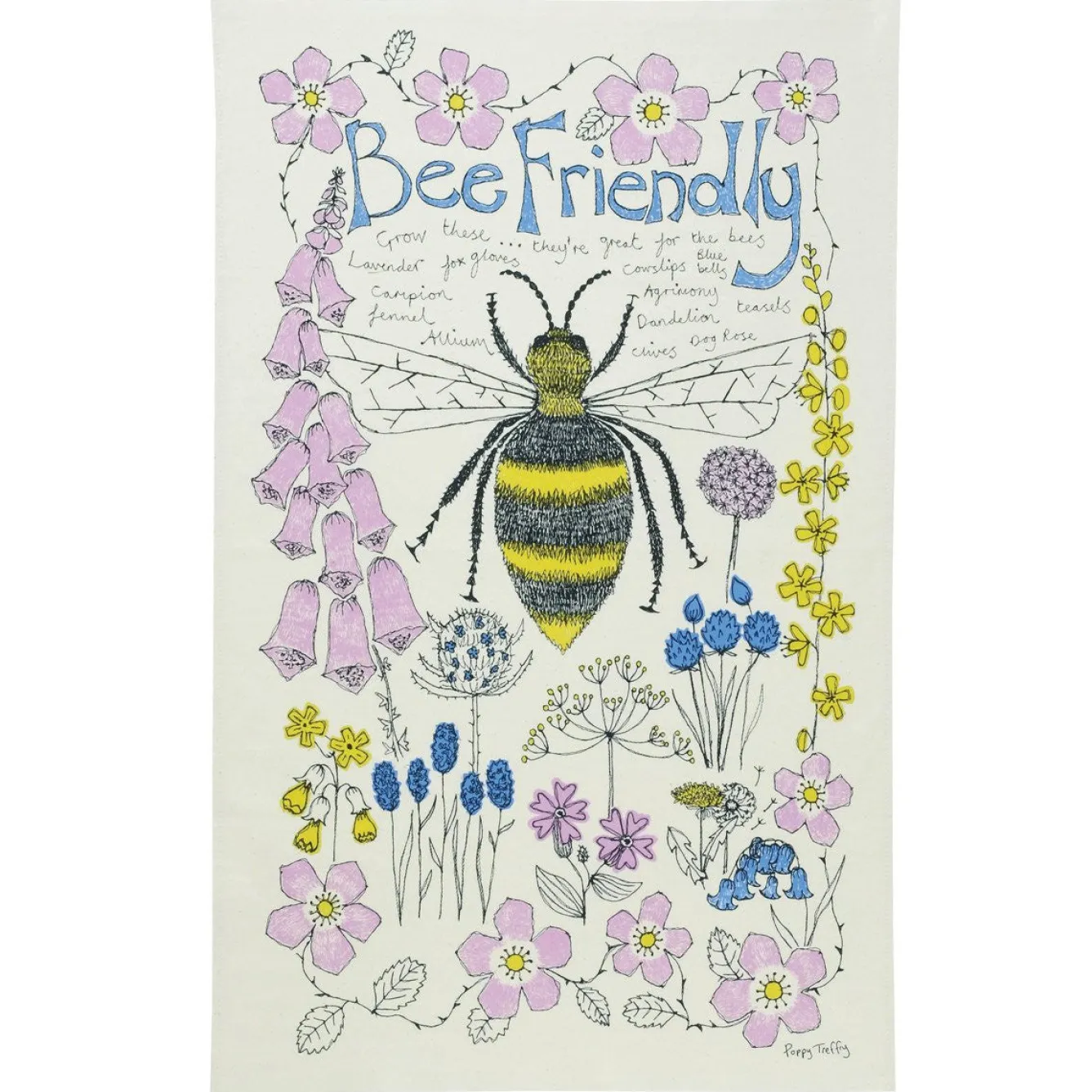 Poppy Treffry Bee Friendly Tea Towel- Tea|Tea Towels