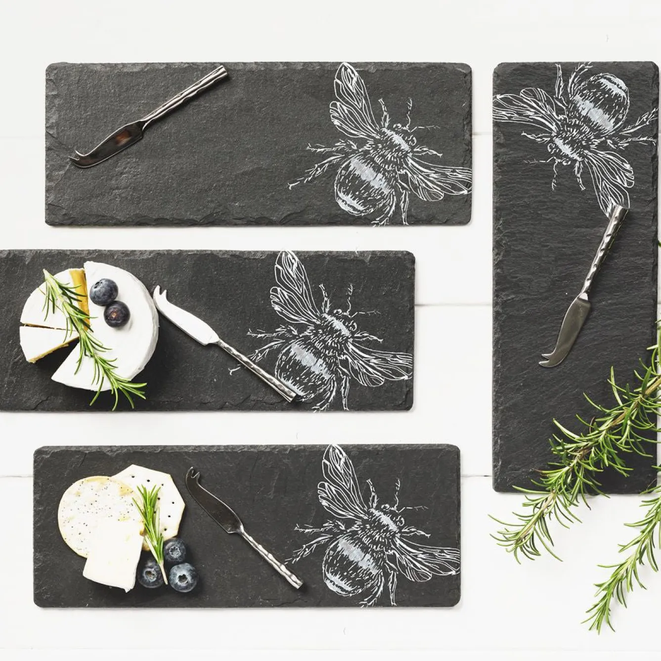 Selbrae Bee Mini Cheese Board and Knife Set of 4- Serving Plates & Boards