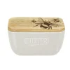 Selbrae Bee Oak & Ceramic White Butter Dish- Tea|Butter Dishes