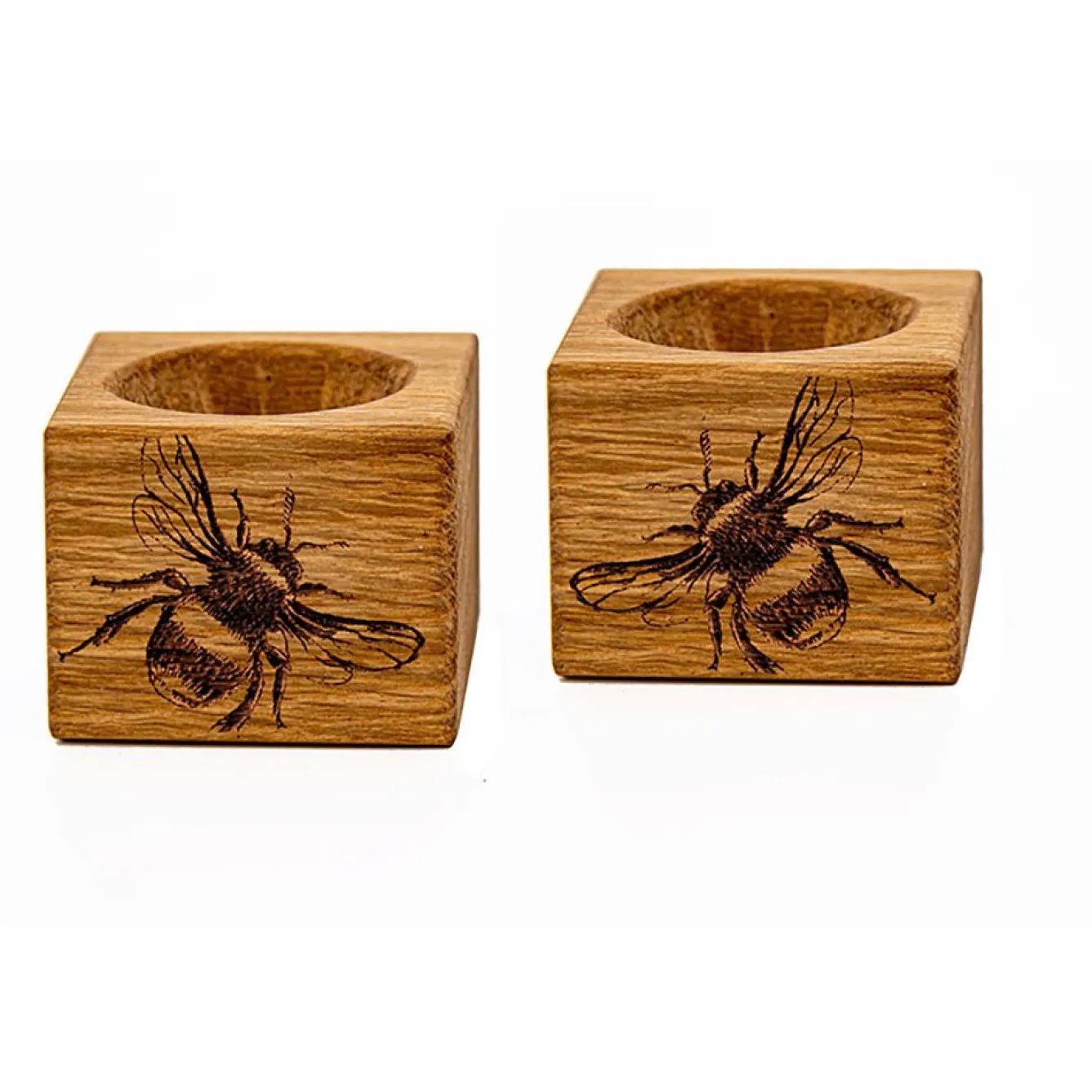 Selbrae Bee Oak Egg Cups - Set of 2- Tea|Egg Cups