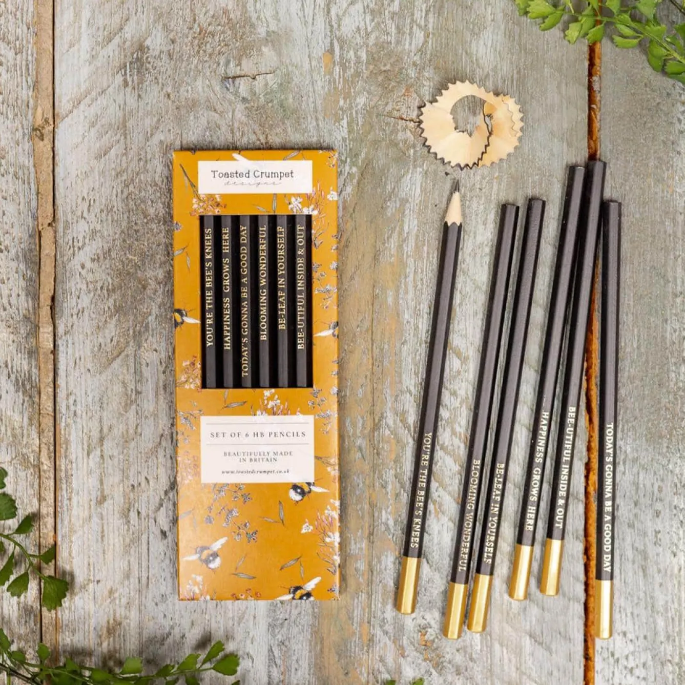 Toasted Crumpet Bees & Honeysuckle Set of 6 Pencils- Stationery