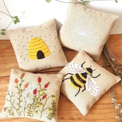 Corinne Lapierre Bees Linen Lavender Bags Embroidery Kit- Crafts|Children