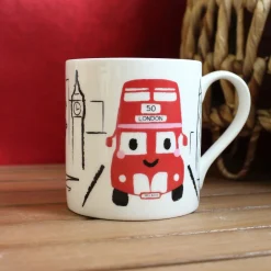 Mclaggan Smith Big Red Bus Bone China Mug- Tea|Great Britain
