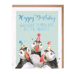 Wrendale Designs 'Birthday Candles' Puffin Birthday Greetings Card- Greeting Cards