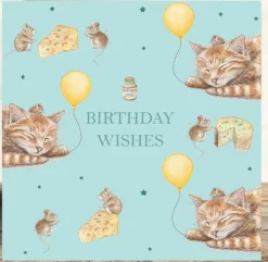 West Country Designs 'Birthday Wishes' Cat & Mice Birthday Card- Greeting Cards