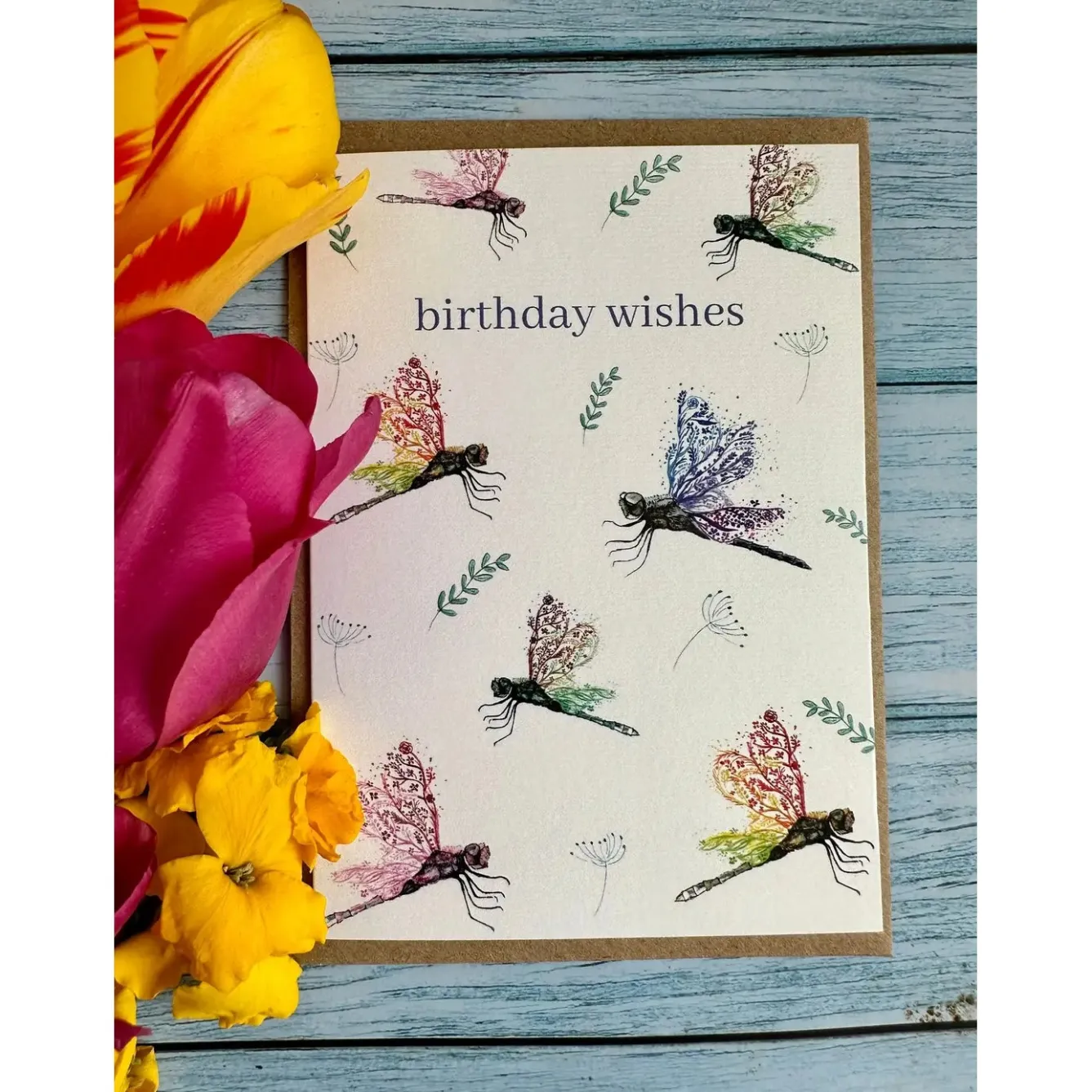 Jen Winnett Birthday Wishes Dragonfly Eco-Card- Greeting Cards