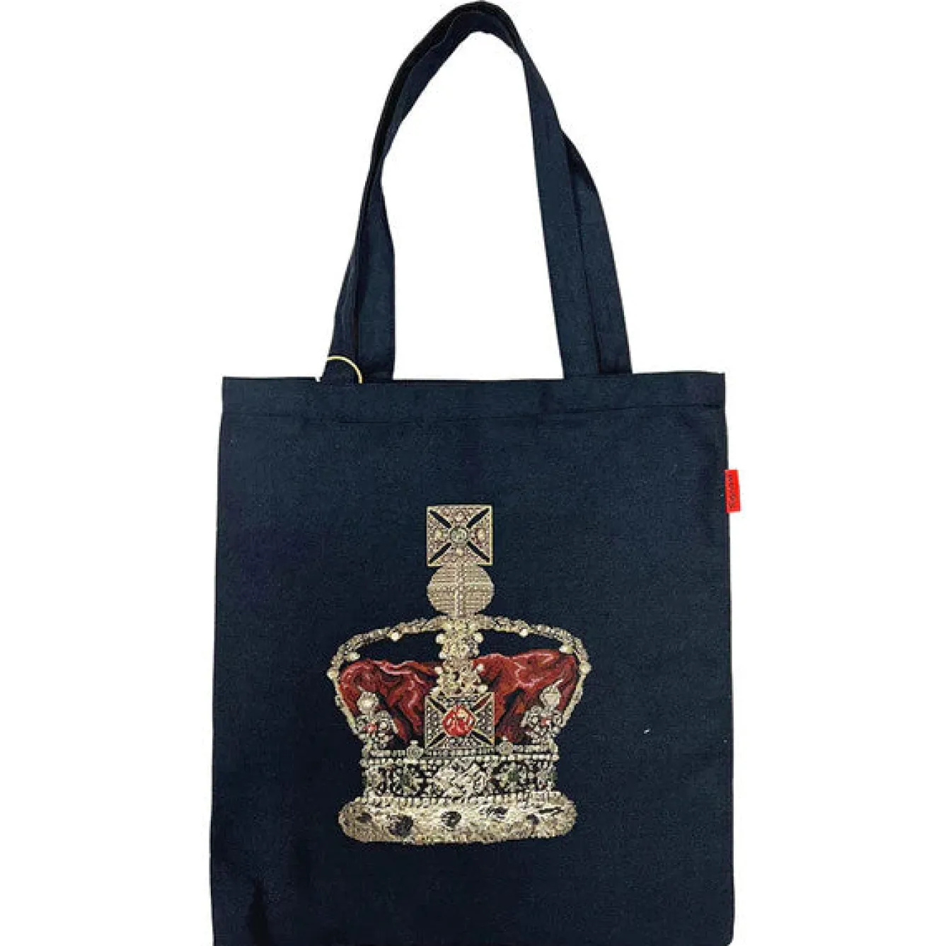 Signare Black Crown Flat Tote Bag- Royal|Pillows & Throws