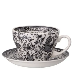 Burleigh Black Regal Peacock Breakfast Cup and Saucer- Tea|Teacups