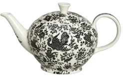 Burleigh Black Regal Peacock Large Teapot- Tea|Teapots