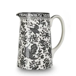 Burleigh Black Regal Peacock Medium Tankard Jug- Jugs