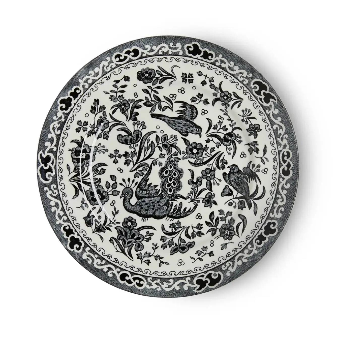Burleigh Black Regal Peacock Small Plate 7 in- Plates