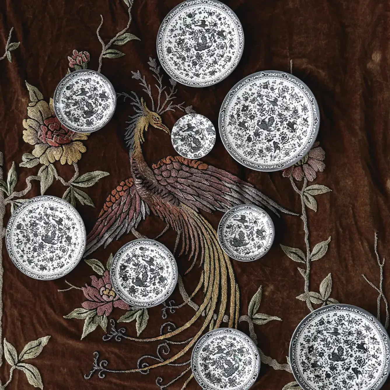 Burleigh Black Regal Peacock Small Plate 7 in- Plates