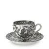 Burleigh Black Regal Peacock Teacup and Saucer- Tea|Teacups