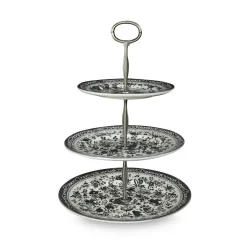 Burleigh Black Regal Peacock 3 Tier Cake Stand- Serving Plates & Boards|Plates