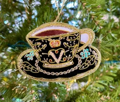 Tinker Tailor Black Teacup Decoration by London- Christmas Decorations|Seasonal Decor