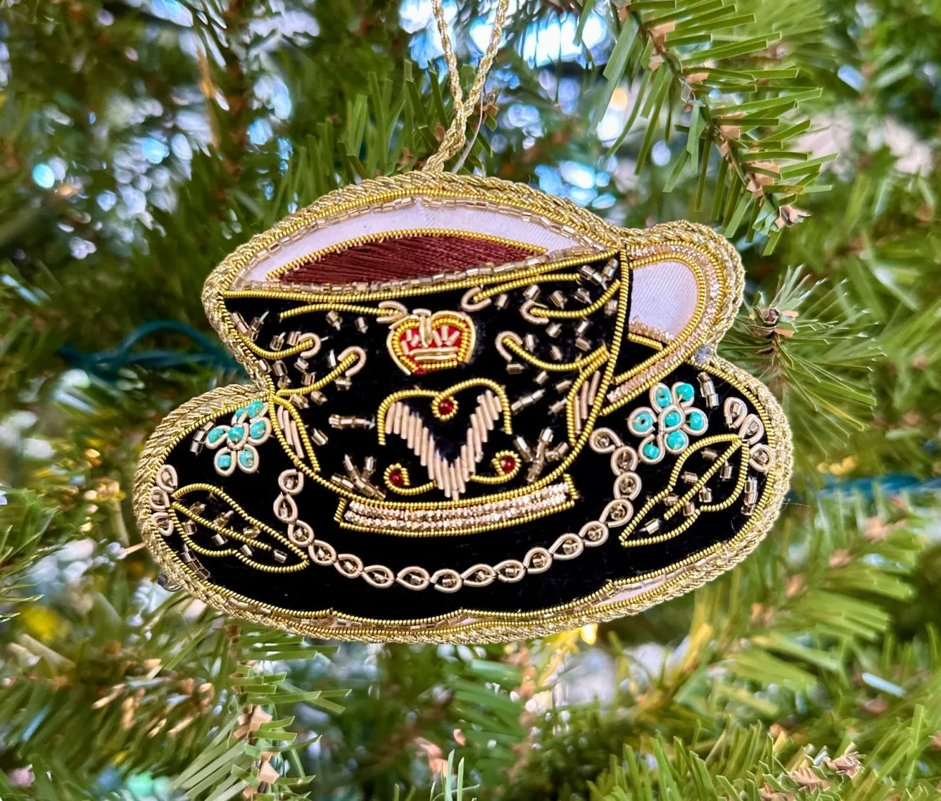 Tinker Tailor Black Teacup Decoration by London- Christmas Decorations|Seasonal Decor