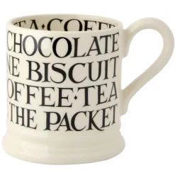 Emma Bridgewater Black Toast All Over Writing 1/2 Pint Mug- Whimsical