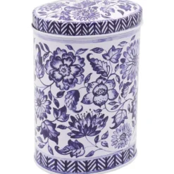 Elite Tins Blue & White Mini Oval Tin- Storage Caddies|Storage