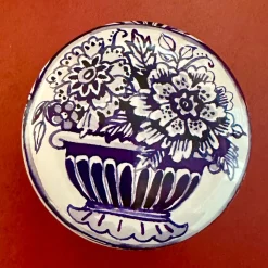 Elite Tins Blue & White Mini Round Tin- Flowers & Fruits
