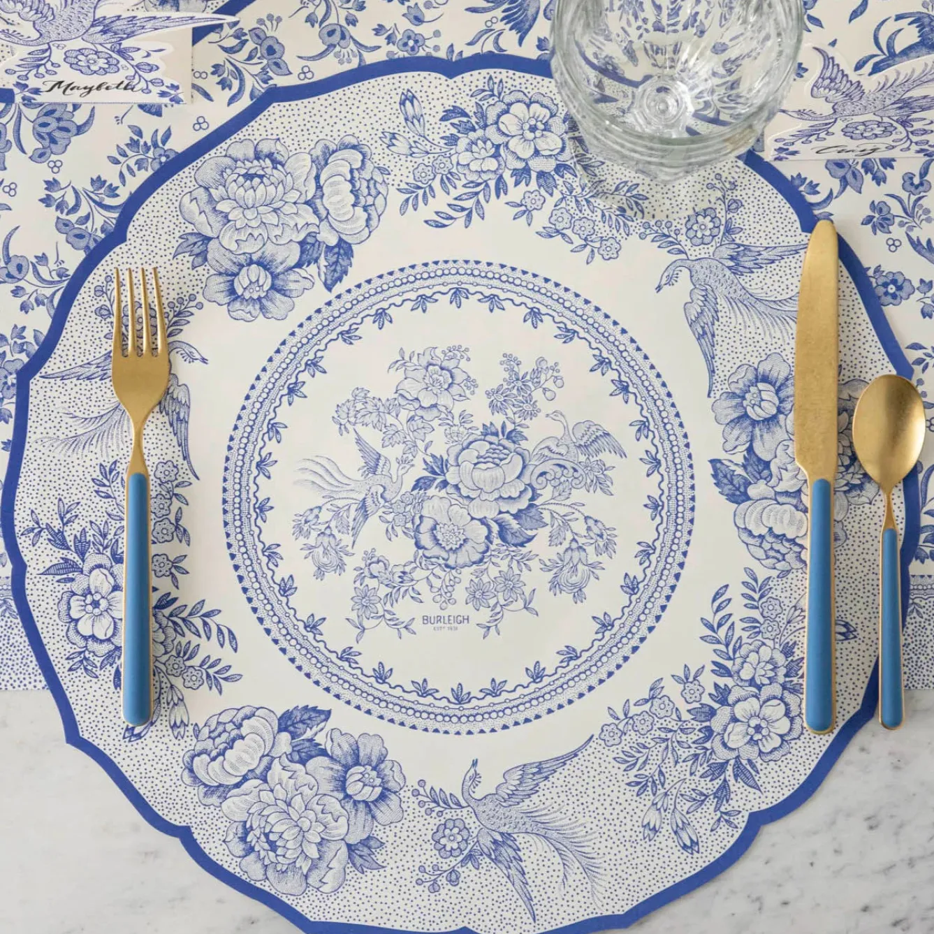 Burleigh Blue Asiatic Pheasants 12 Paper Placemats- Placemats