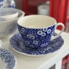 Burleigh Blue Calico Breakfast Cup and Saucer- Tea|Teacups
