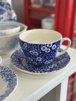 Burleigh Blue Calico Breakfast Cup and Saucer- Tea|Teacups
