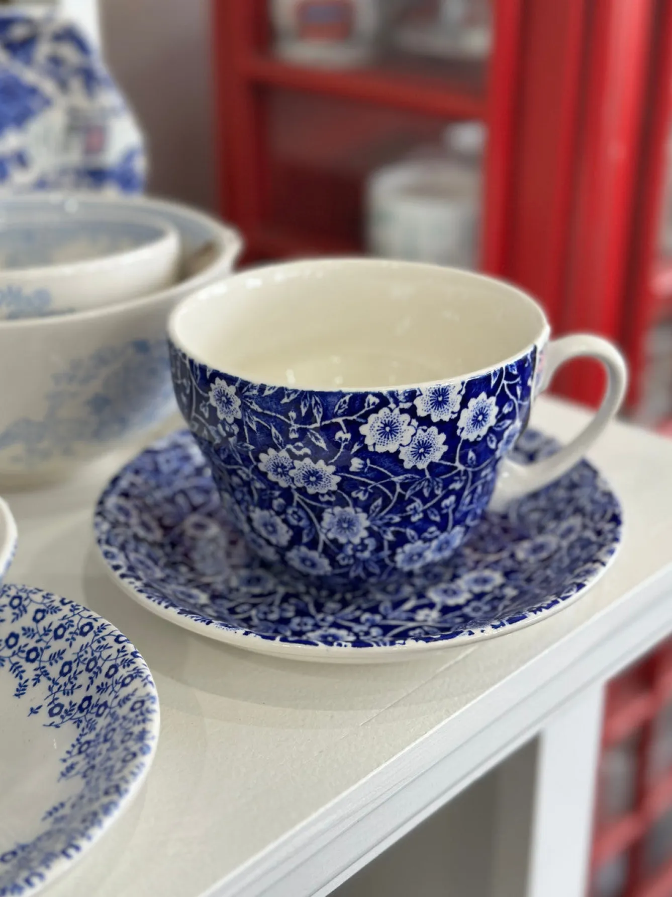 Burleigh Blue Calico Breakfast Cup and Saucer- Tea|Teacups