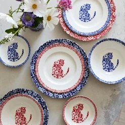 Burleigh Blue Calico Cats Cereal Bowl- Bowls & Dishes
